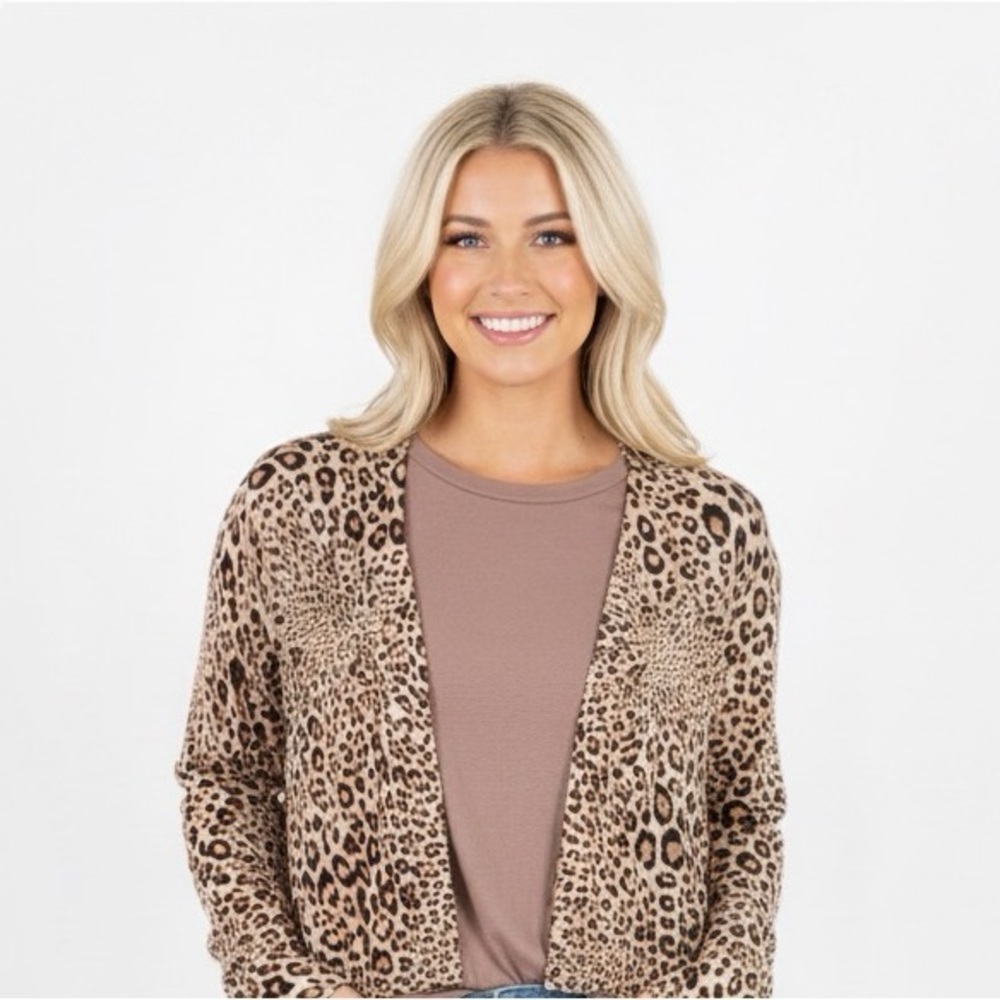 TIME AND TRU leopard print knit sweater cardigan size XLarge